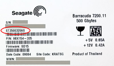 Záchrana dat z pevných disků Seagate a Maxtor: etiketa HDD